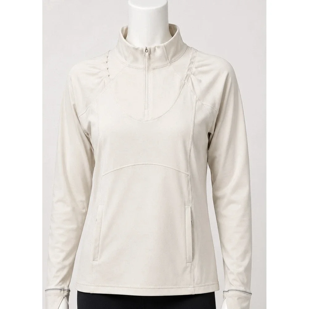 LULULEMON Women's Long Sleeve Pullover Jacket Shirt Size 6 White Classy Sporty